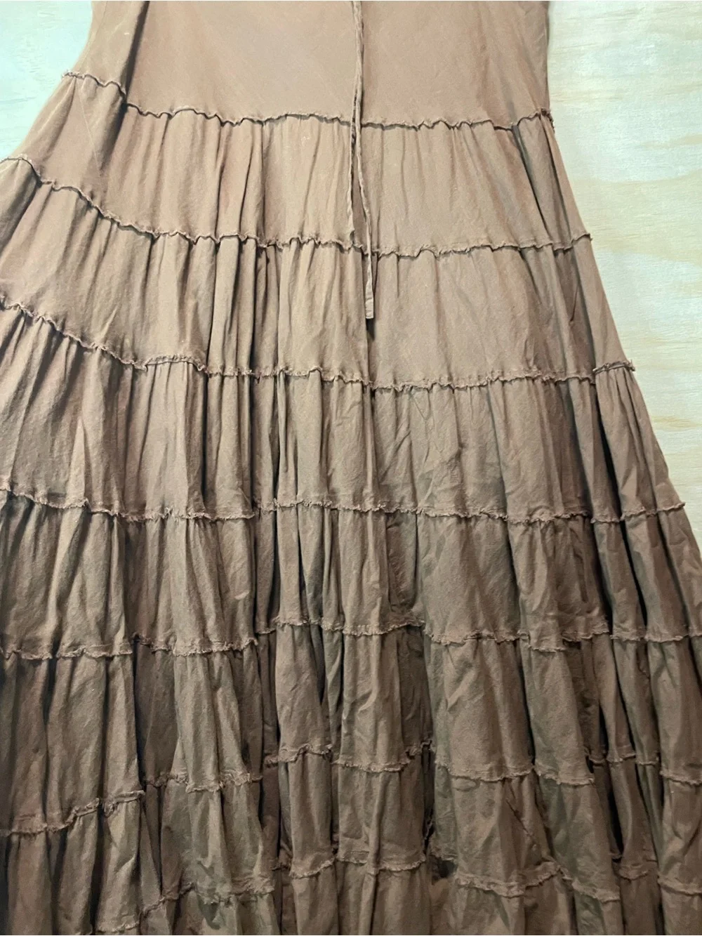 VTG Hollister 100% Cotton Brown Tiered Maxi Skirt - Picture 6 of 8